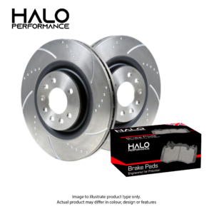 VW Golf R MK7 Front Grooved Brake Discs and HALO Pads