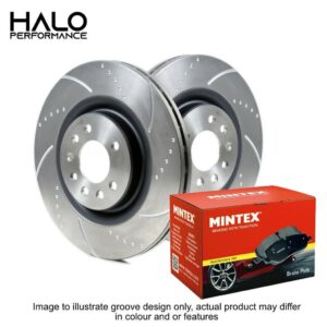 Front Grooved Brake Discs and Mintex Pads to fit Ford Focus RS MK1